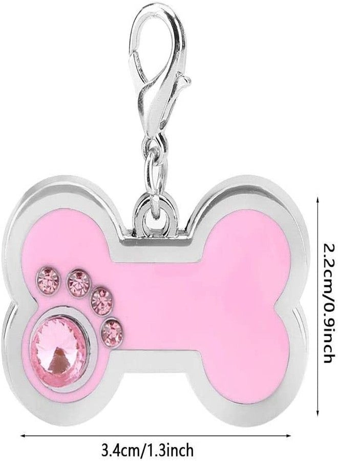 Pups&Pets قلادة لطيفة على شكل عظمة للحيوانات الأليفة من Pups&Pets | علامة تعريف جذابة ولامعة مقاومة للصدأ مصنوعة من الأحجار الكريمة | قلادة أو ميدالية جميلة للكلاب والقطط - قطعة واحدة (وردي) - Image 3